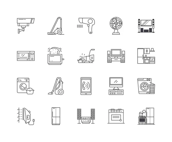 Ikony linii elektroniki, znaki, zestaw wektorowy, koncepcja ilustracji konspektu — Wektor stockowy