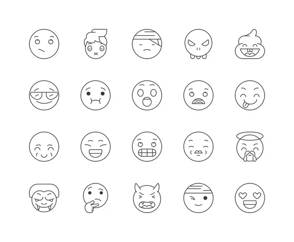 Iconos de línea emoji, signos, conjunto de vectores, esquema concepto de ilustración — Archivo Imágenes Vectoriales