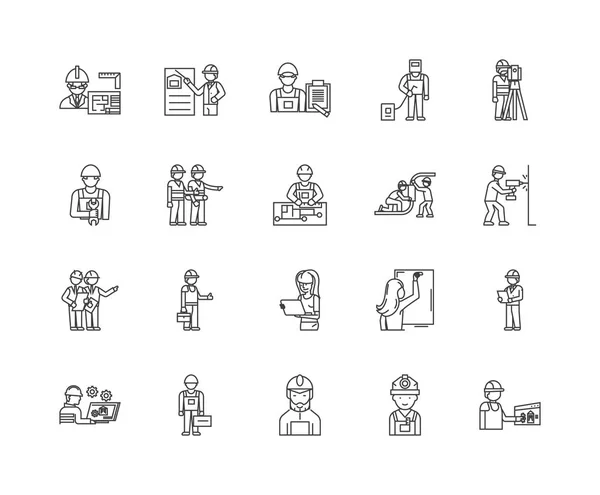 Iconos de línea de los empleados, signos, conjunto de vectores, esquema concepto de ilustración — Archivo Imágenes Vectoriales