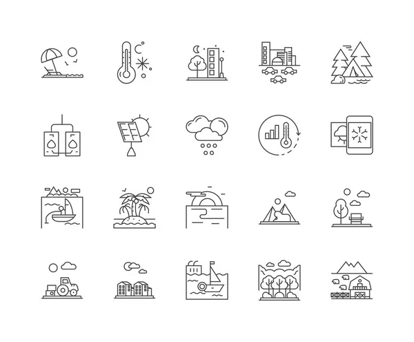 Iconos de línea de consultor ambiental, signos, conjunto de vectores, esquema concepto de ilustración — Archivo Imágenes Vectoriales