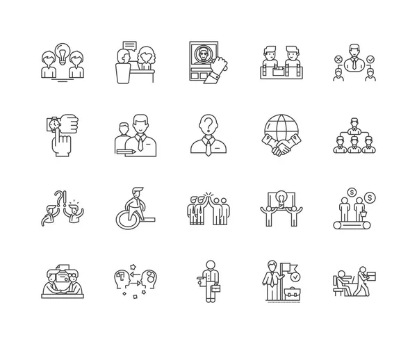 Iconos de línea de servicio de error, signos, conjunto de vectores, esquema concepto de ilustración — Archivo Imágenes Vectoriales