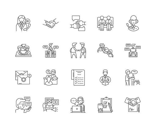 Iconos de línea de etiqueta, signos, conjunto de vectores, esquema concepto de ilustración — Archivo Imágenes Vectoriales
