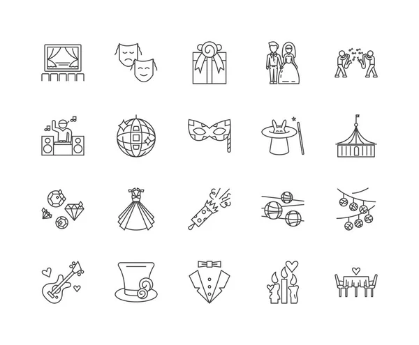 Iconos de línea de decorador de eventos, signos, conjunto de vectores, esquema concepto de ilustración — Archivo Imágenes Vectoriales