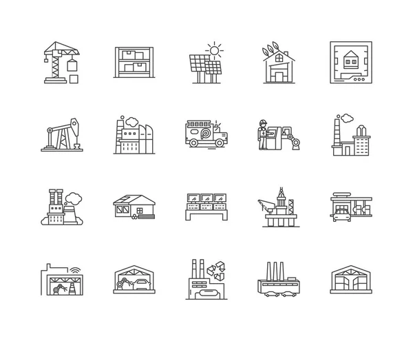 Faciliteit lijn iconen, borden, vector set, omtrek illustratie concept — Stockvector