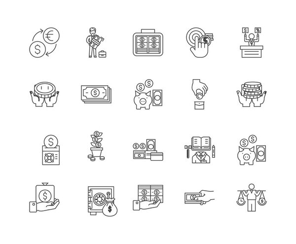 Financial operations line icons, signs, vector set, outline illustration concept 