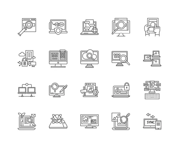 Brandväggs linje ikoner, skyltar, vektor uppsättning, Outline illustration koncept — Stock vektor