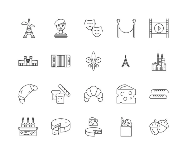 France line icons, signs, vector set, outline illustration concept — Stock Vector