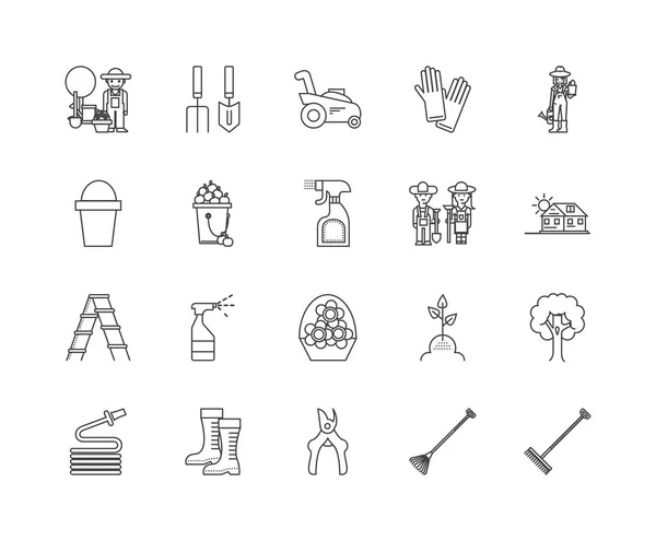 Gardner iconos de línea, signos, conjunto de vectores, esquema concepto de ilustración — Vector de stock