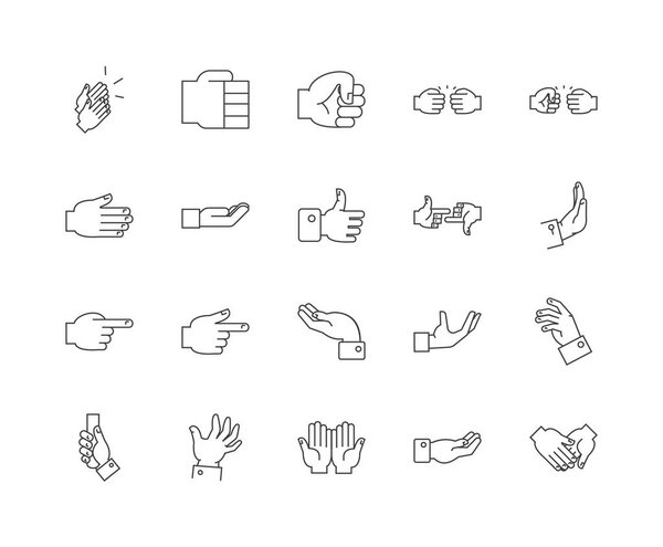 Gestures line icons, signs, vector set, outline illustration concept 