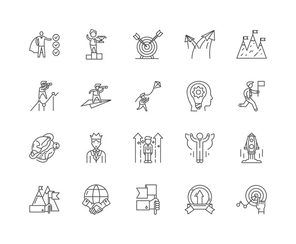 Doelen lijn iconen, tekenen, vector set, omtrek illustratie concept — Stockvector