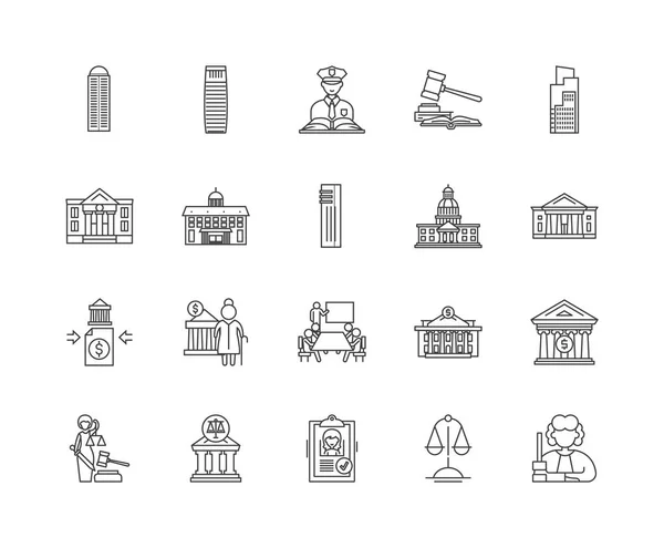 Regeringens linje ikoner, skyltar, vektor uppsättning, Outline illustration koncept — Stock vektor