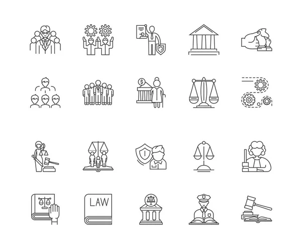 Iconos de línea de concepto de gobierno, signos, conjunto de vectores, esquema concepto de ilustración — Vector de stock