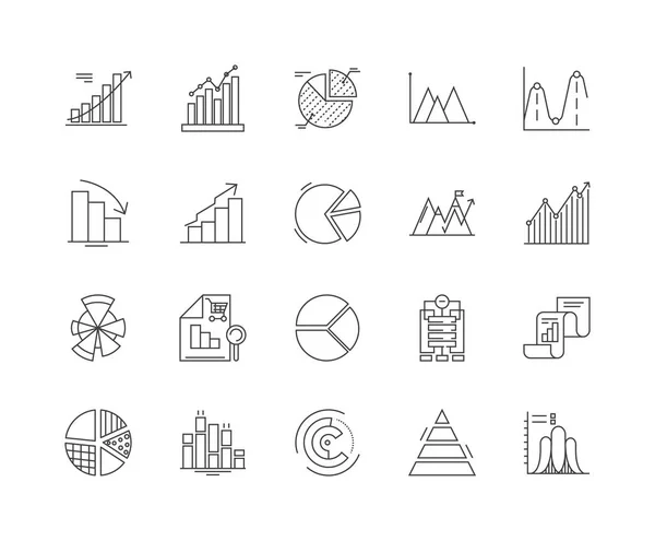 Gráficos ícones de linha, sinais, conjunto vetorial, conceito de ilustração esboço —  Vetores de Stock