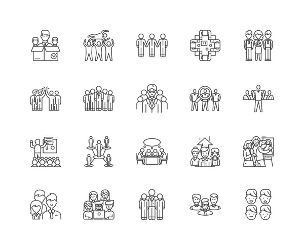 Group line icons, signs, vector set, outline illustration concept — Stock Vector