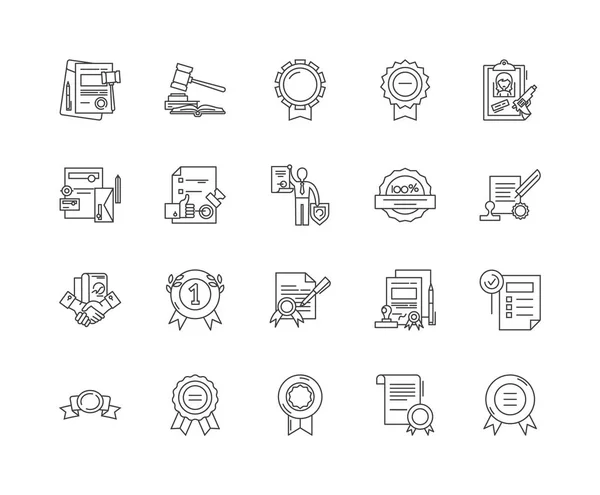 Iconos de línea de garantía, signos, conjunto de vectores, esquema concepto de ilustración — Vector de stock