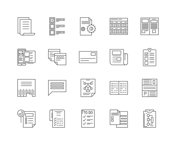 Leitlinien Liniensymbole, Zeichen, Vektorsatz, umrissenes Illustrationskonzept — Stockvektor