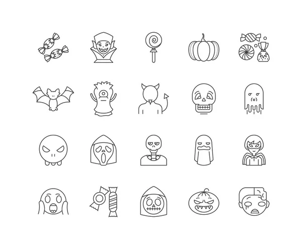 Halloween linje ikoner, skyltar, Vector set, disposition illustration Concept — Stock vektor