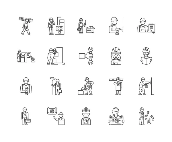 Handyman iconos de línea, signos, conjunto de vectores, esquema concepto de ilustración — Archivo Imágenes Vectoriales