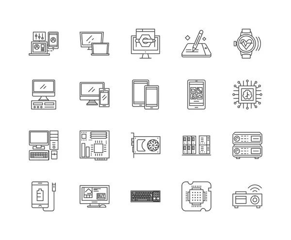 Hardware negozio linea icone, segni, set vettoriale, concetto di illustrazione contorno — Vettoriale Stock