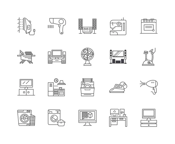 Eletrodomésticos ícones de linha, sinais, conjunto de vetores, conceito de ilustração esboço —  Vetores de Stock