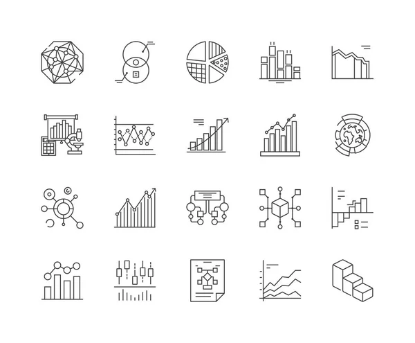 Ícones de linha infográfica, sinais, conjunto vetorial, conceito de ilustração de contorno —  Vetores de Stock