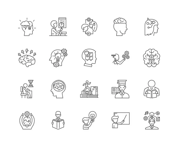 Iconos de línea del sistema de inteligencia, signos, conjunto de vectores, esquema concepto de ilustración — Archivo Imágenes Vectoriales