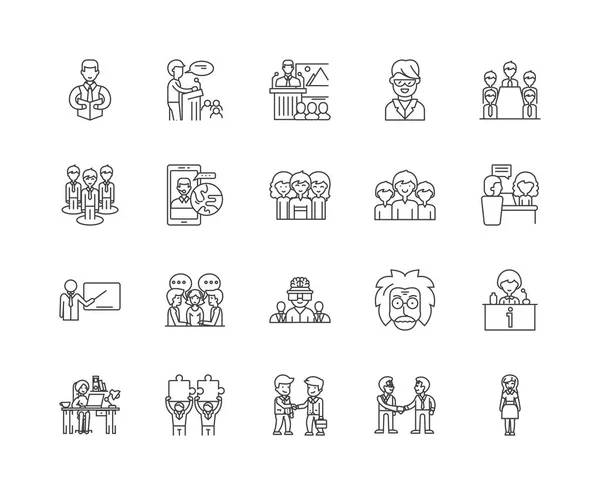 Intelligence line icons, signs, vector set, outline illustration concept — Stock Vector