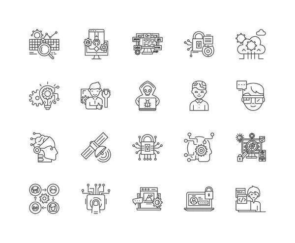 It services line icons, signs, vector set, outline illustration concept — Stock Vector