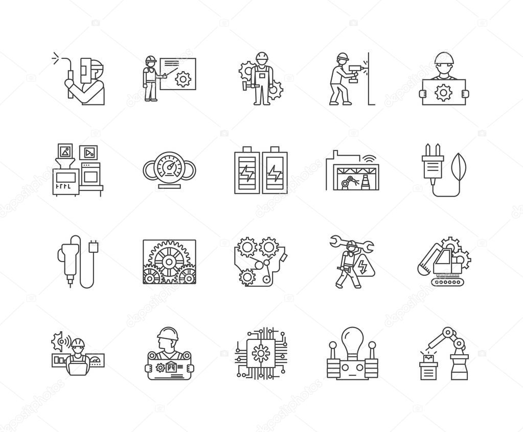 Electrical industrial apparatus line icons, signs, vector set, outline illustration concept 