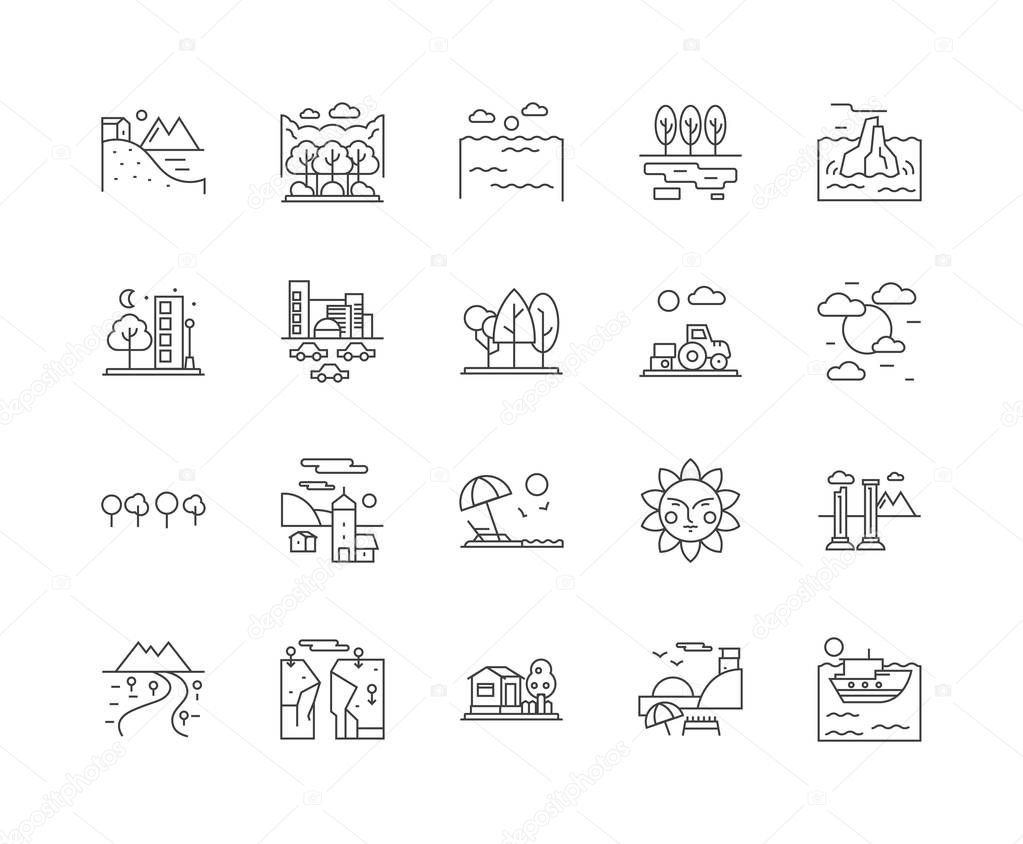 Environmental line icons, signs, vector set, outline illustration concept 