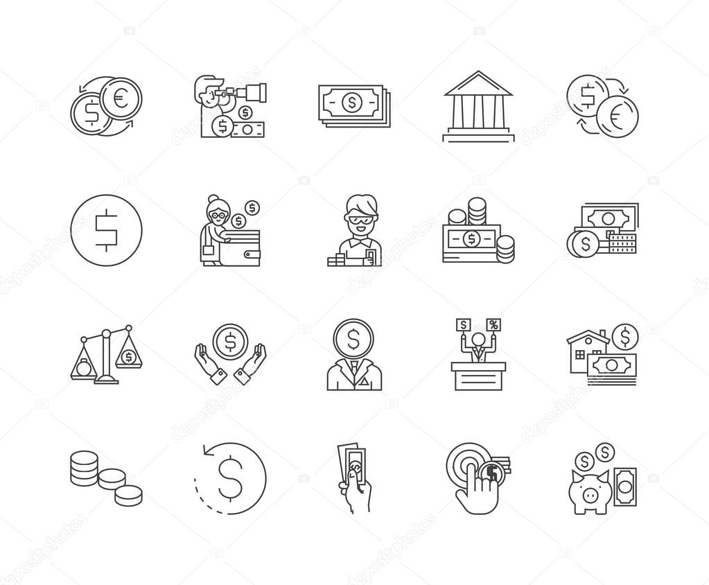 Exchange line icons, signs, vector set, outline illustration concept 