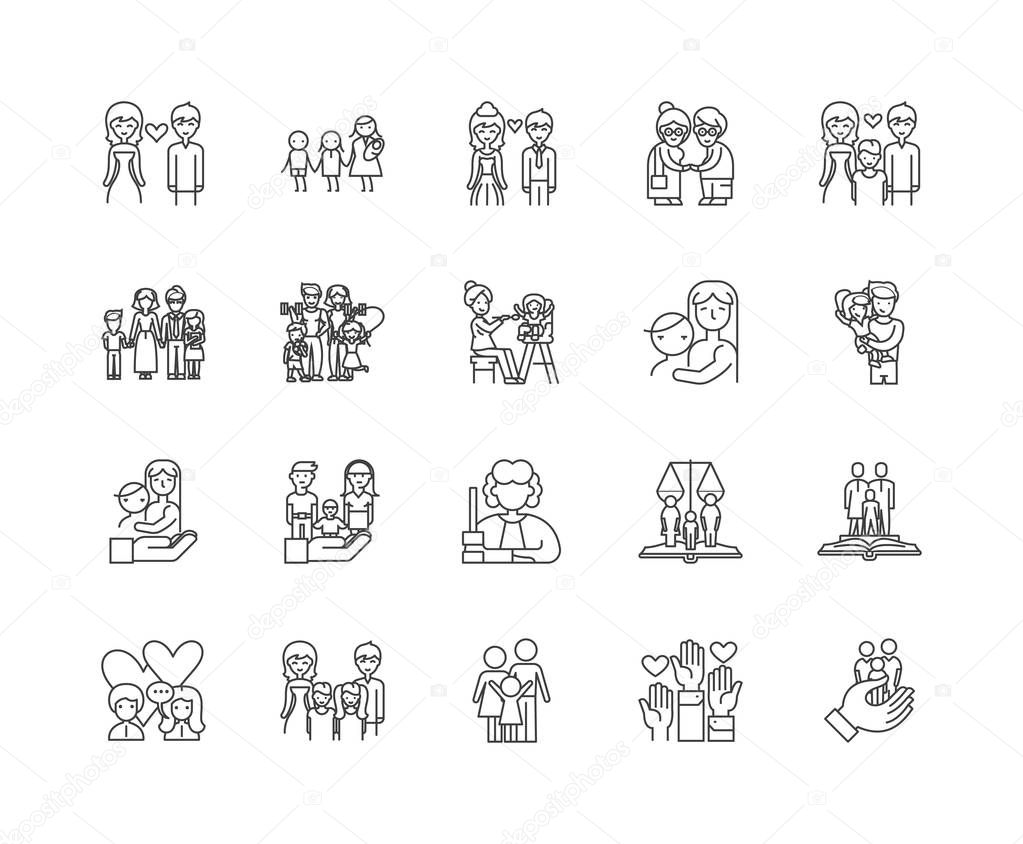 Family centres line icons, signs, vector set, outline illustration concept 