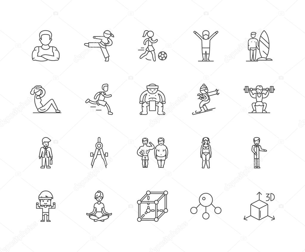 Figure line icons, signs, vector set, outline illustration concept 