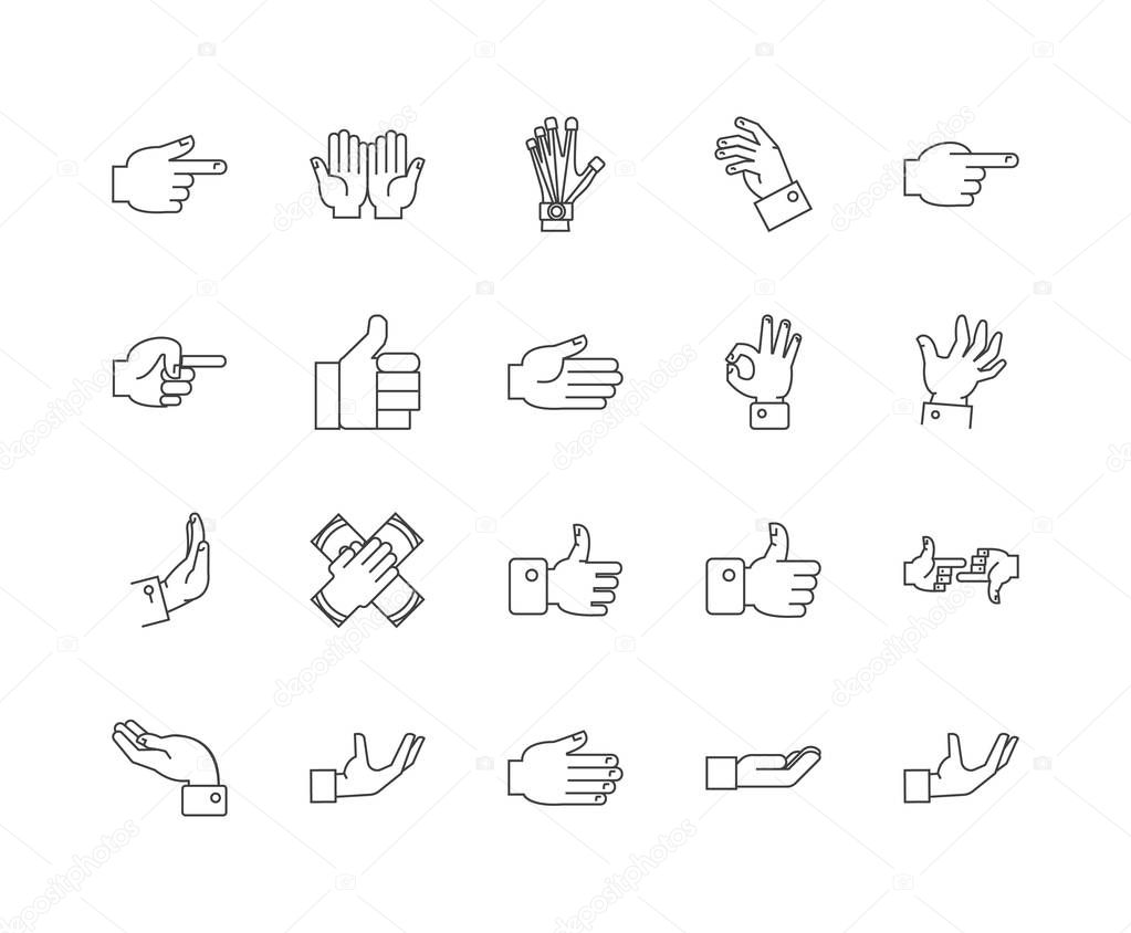 Finger line icons, signs, vector set, outline illustration concept 
