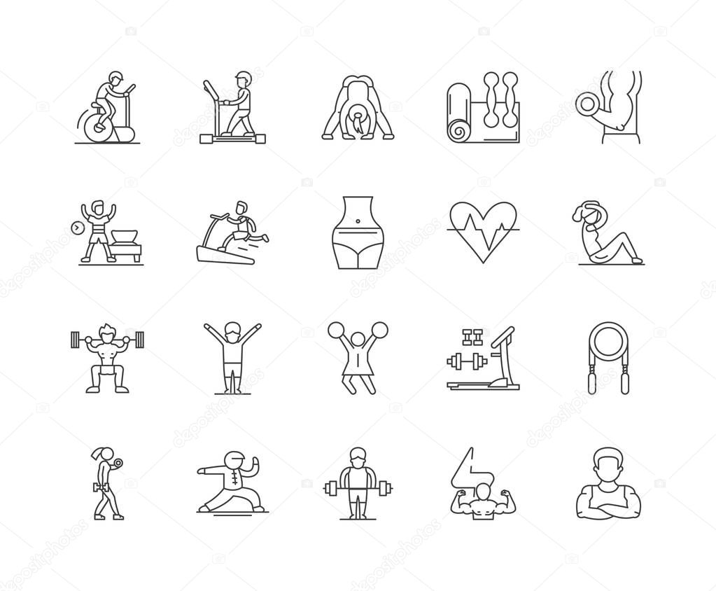 Fitness consultant line icons, signs, vector set, outline illustration concept 