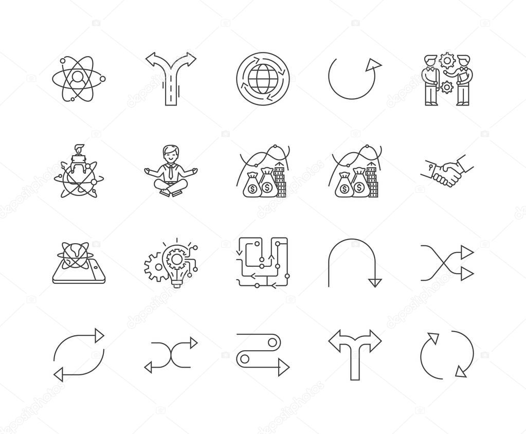 Flexibility line icons, linear signs, vector set, outline concept illustration