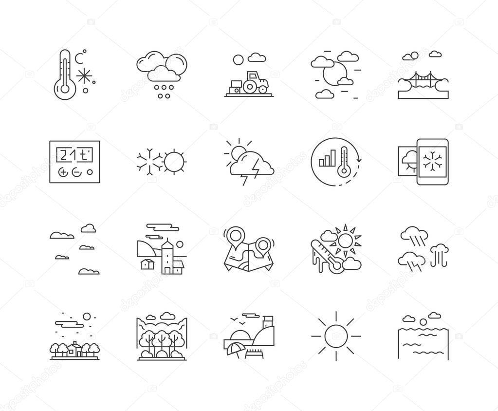 Forecast line icons, signs, vector set, outline illustration concept 