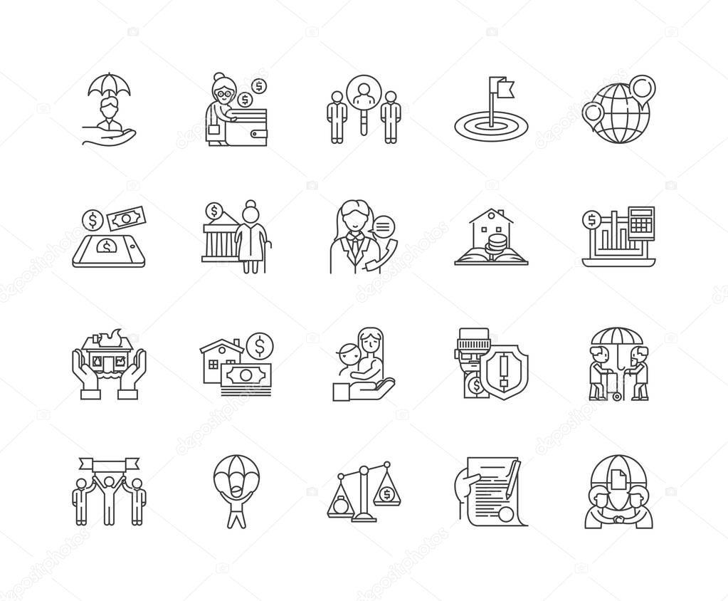 Government services line icons, signs, vector set, outline illustration concept 