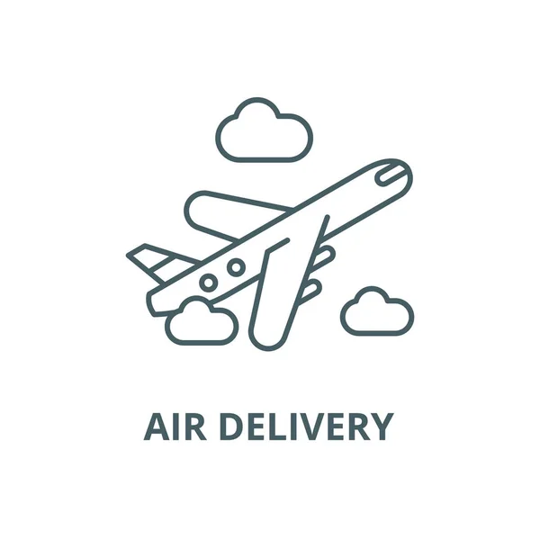 Icono de línea vectorial de entrega de aire, concepto de esquema, signo lineal — Vector de stock