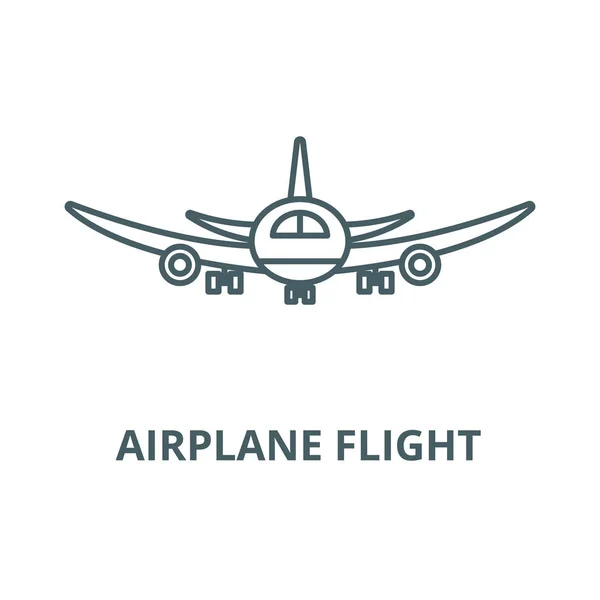 Avión vuelo vector línea icono, concepto de esquema, signo lineal — Vector de stock