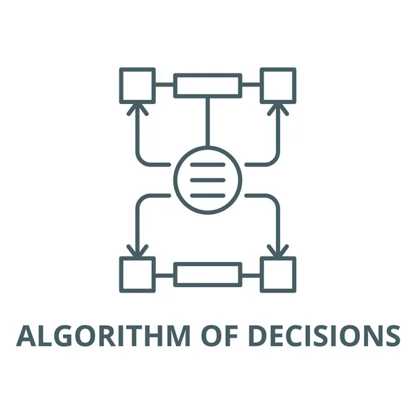 Algoritmus, ikona vektorové čáry, koncept osnovy, lineární znaménko — Stockový vektor