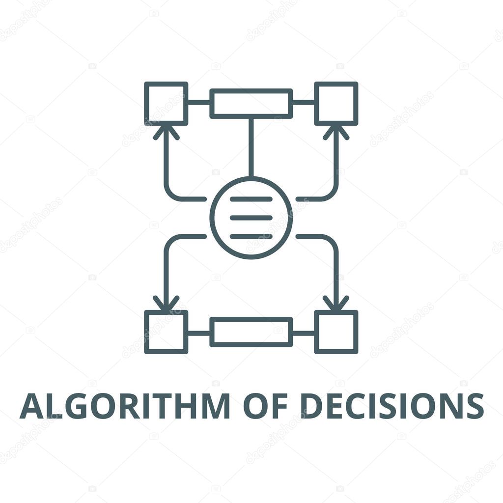 Algorithm of decisions vector line icon, outline concept, linear sign
