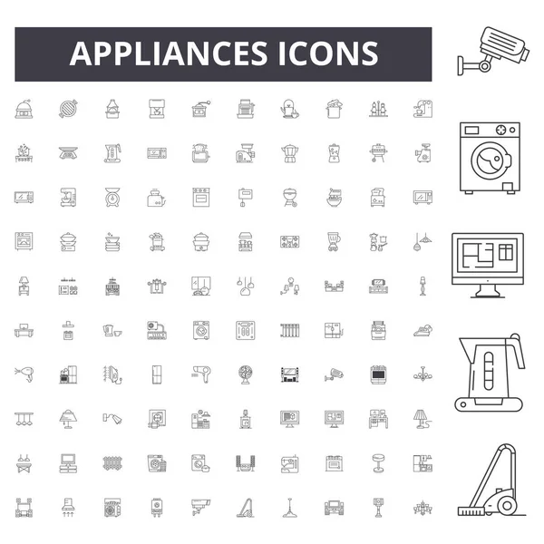 Aparatos iconos de línea, signos, conjunto de vectores, esquema concepto de ilustración — Vector de stock