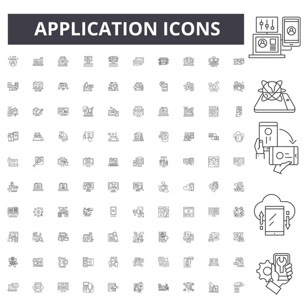 Anwendungszeilensymbole, Zeichen, Vektorsatz, skizziertes Illustrationskonzept — Stockvektor