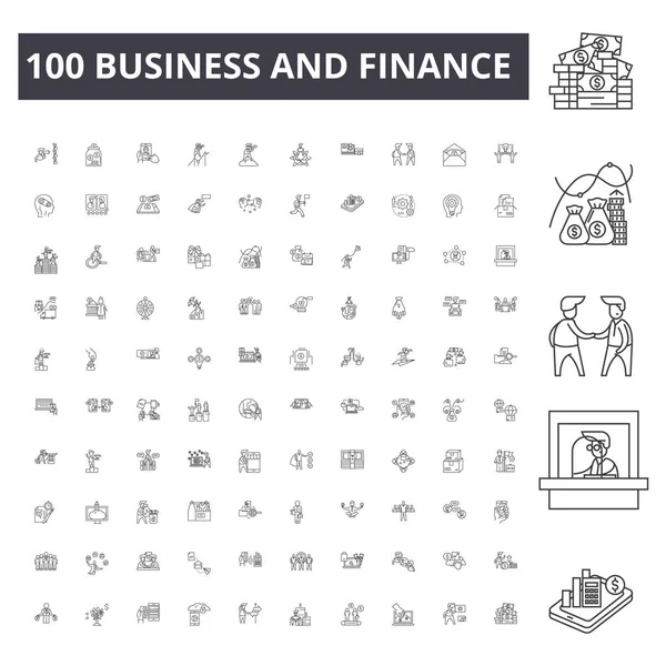 Business en Financiën lijn iconen, borden, vector set, omtrek illustratie concept — Stockvector