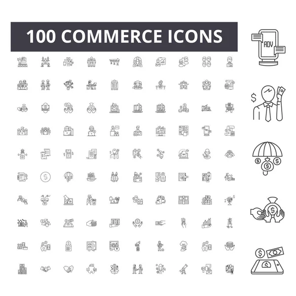 Commerce lijn iconen, tekenen, vector set, omtrek illustratie concept — Stockvector