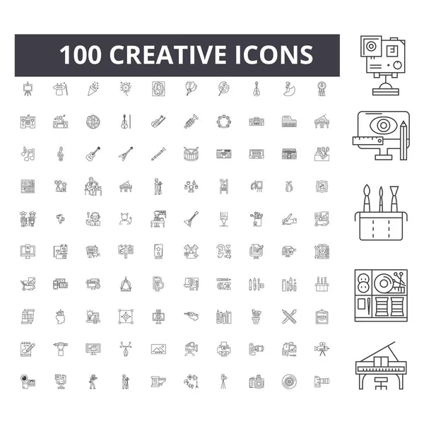 Iconos de línea creativa, signos, conjunto de vectores, esquema concepto de ilustración — Archivo Imágenes Vectoriales