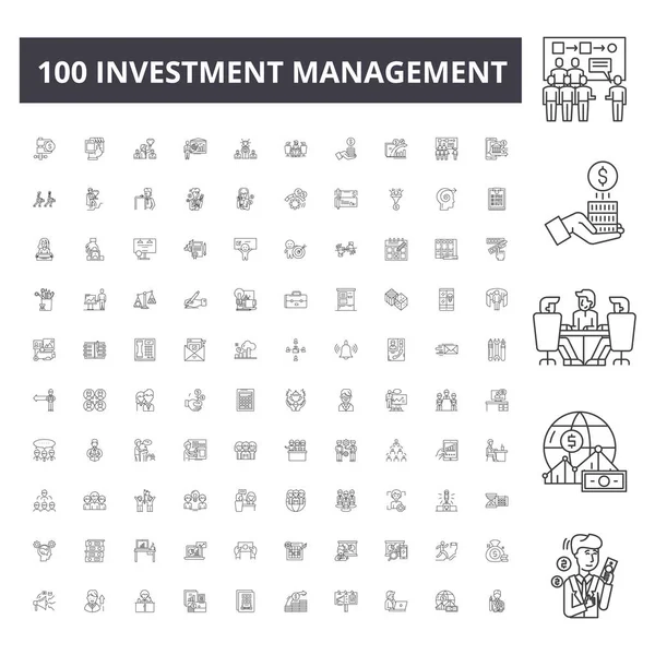 Ligne de gestion des investissements icônes, signes, jeu de vecteurs, schéma concept d'illustration — Image vectorielle