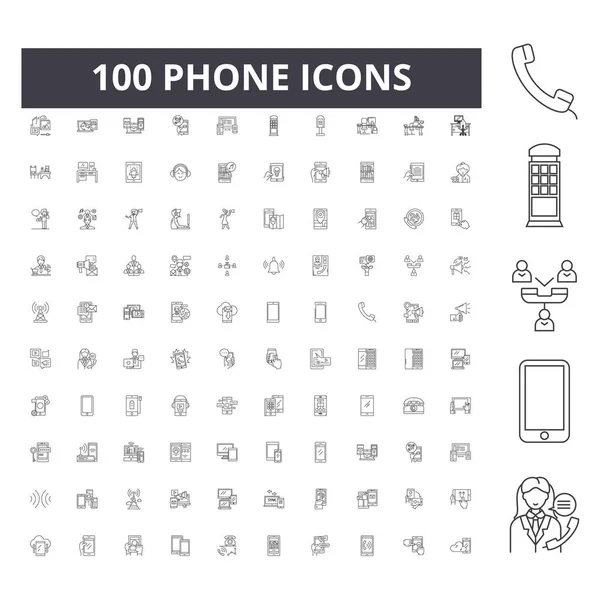 Iconos de línea telefónica, signos, conjunto de vectores, esquema concepto de ilustración — Vector de stock