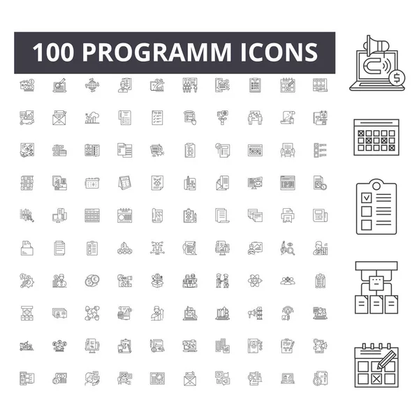 Iconos de línea de programación, signos, conjunto de vectores, esquema concepto de ilustración — Vector de stock